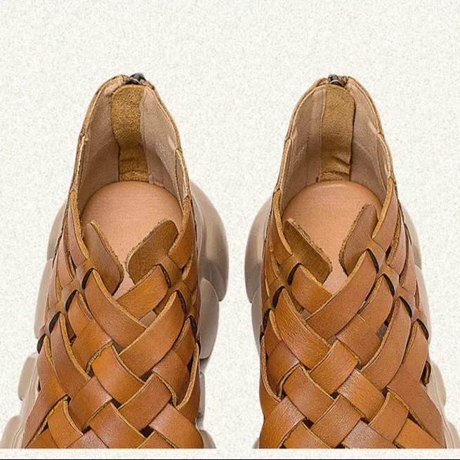 Women's Leather Woven Open Toe Platform Fashion Sandals Sandals With The Strap