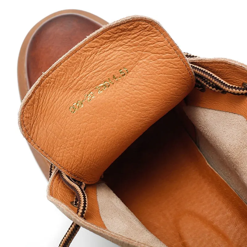 Womens Martin Boots Lace Up Vegetable Tanned Leather Ankle Boots in Coffee/Coffee Short Plush Elyse Platform Oxfords