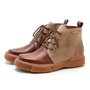 Womens Martin Boots Lace Up Vegetable Tanned Leather Ankle Boots in Coffee/Coffee Short Plush Short Sleeve Oxford Shirts