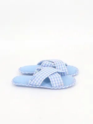 Night Slippers Women's Plaid Slippers,Blue