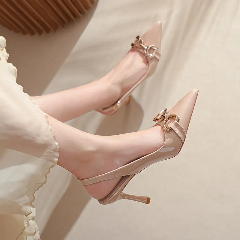 Arizona Sandals Women's Pointed Toe Metal Buckle Decoration Fine High Heeled Sandals