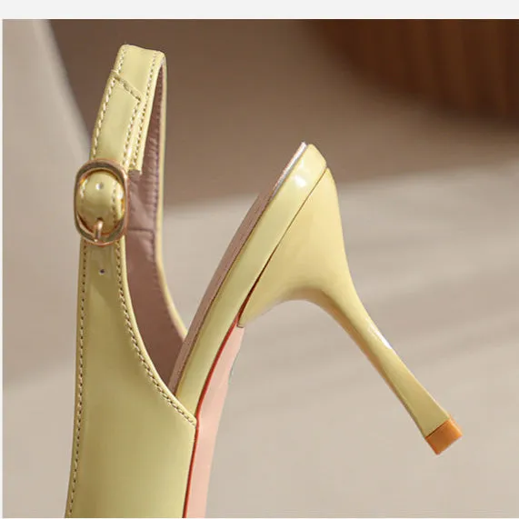Milano Rugged Sandals - Size 39 Women's Pointed Toe Metal Buckle Decoration Fine High Heeled Sandals
