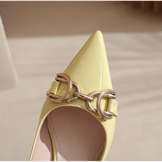 Women's Pointed Toe Metal Buckle Decoration Fine High Heeled Sandals Sandals For Size 15