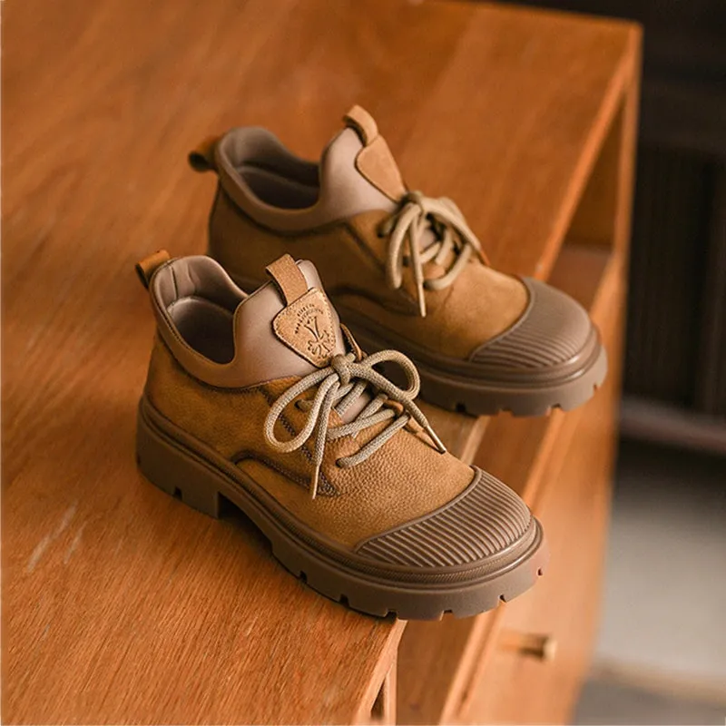 Women's Rubber Toe Low Lace-up Boot in Nubuck Leather in Brown/Gray Fendi Oxfords