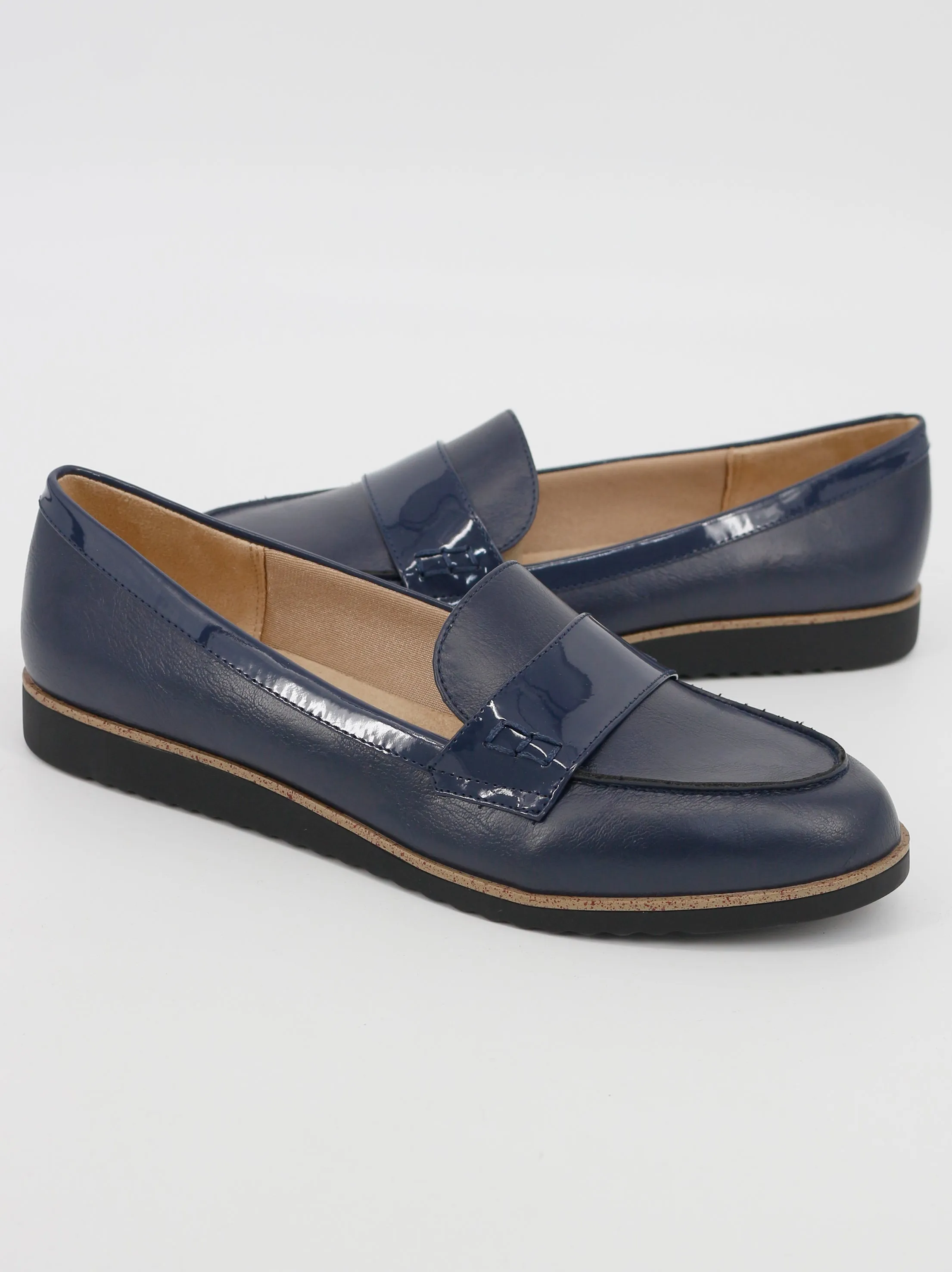 Women's Slip on Casual Loafers,Navy Old Money Flat Shoes