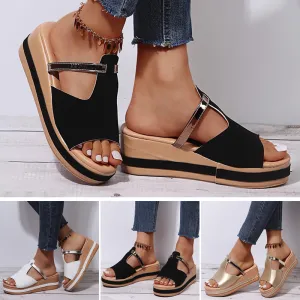 Women's Slip-on Casual Wedge Sandals Sandals With Toe Loop