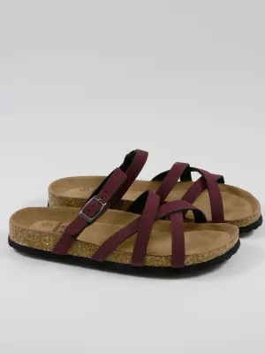 Women's Suede Cork Sandals,Dark Purple Best Shoes For Severe Flat Feet