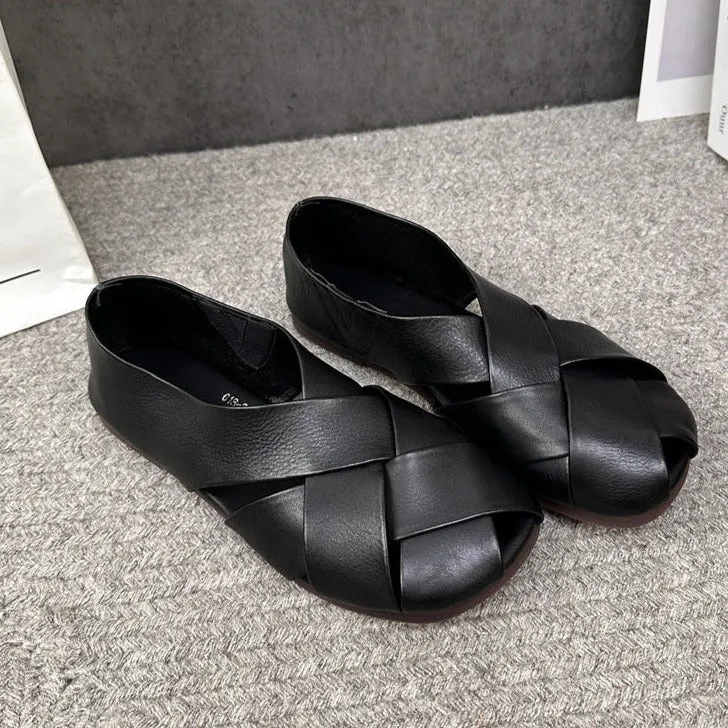 Earth Runners Sandals Womens Summer Retro Hollow Out Leather Shoes