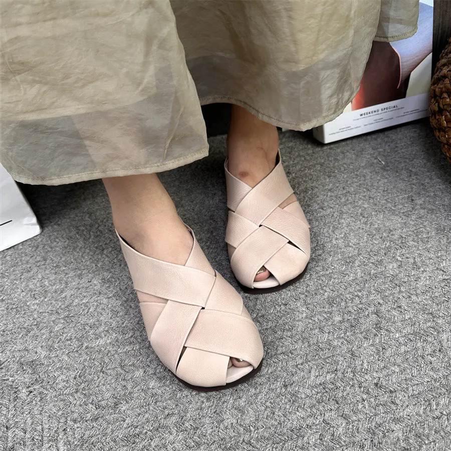 Womens Summer Retro Hollow Out Leather Shoes Gbg Sandals