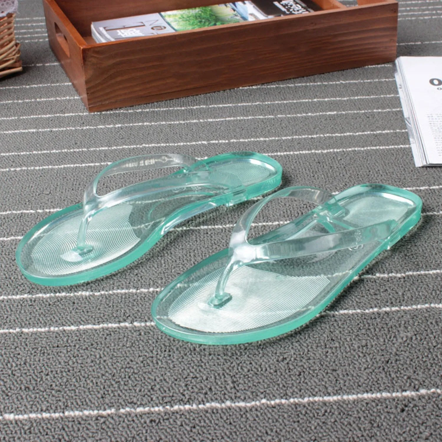 Women's Summer Transparent Beach Flip Flops Flip Flops Velcro