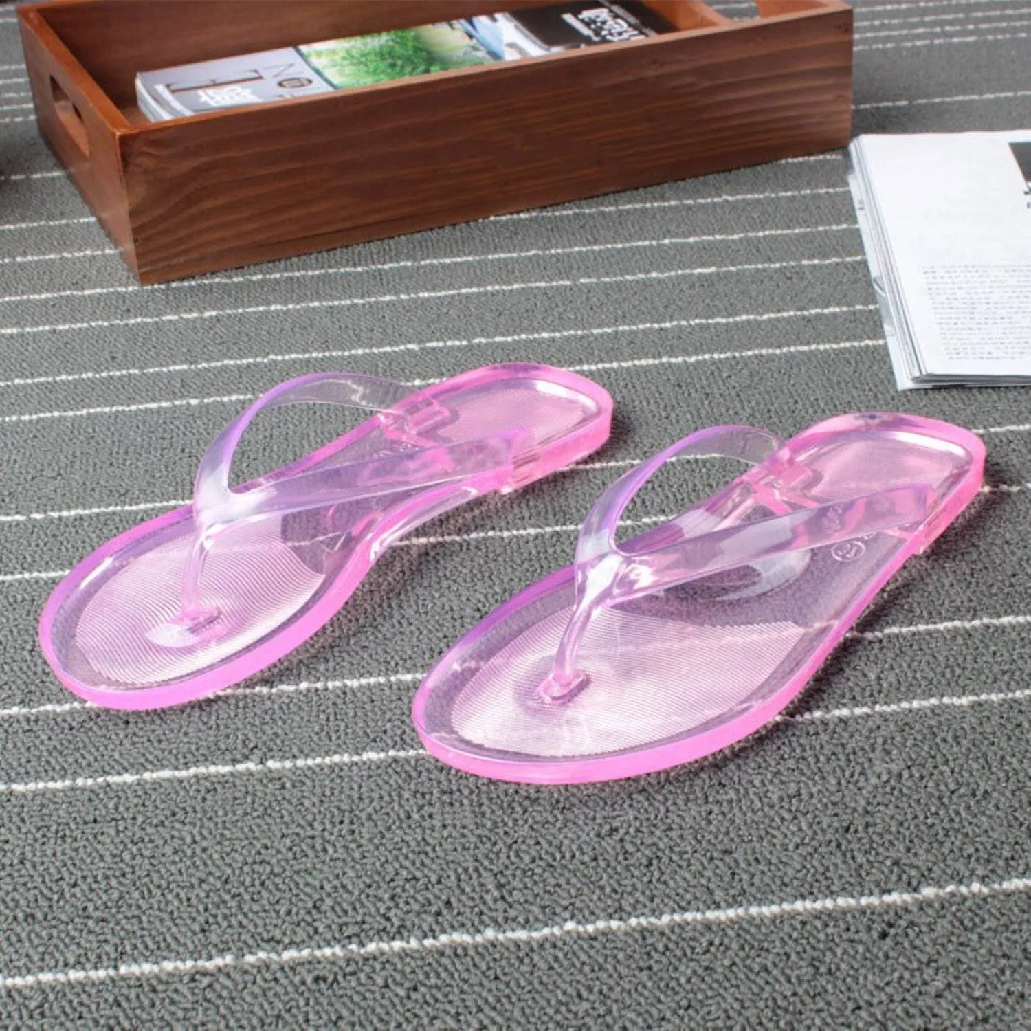 Women's Summer Transparent Beach Flip Flops High Heel Flip Flops Sandals