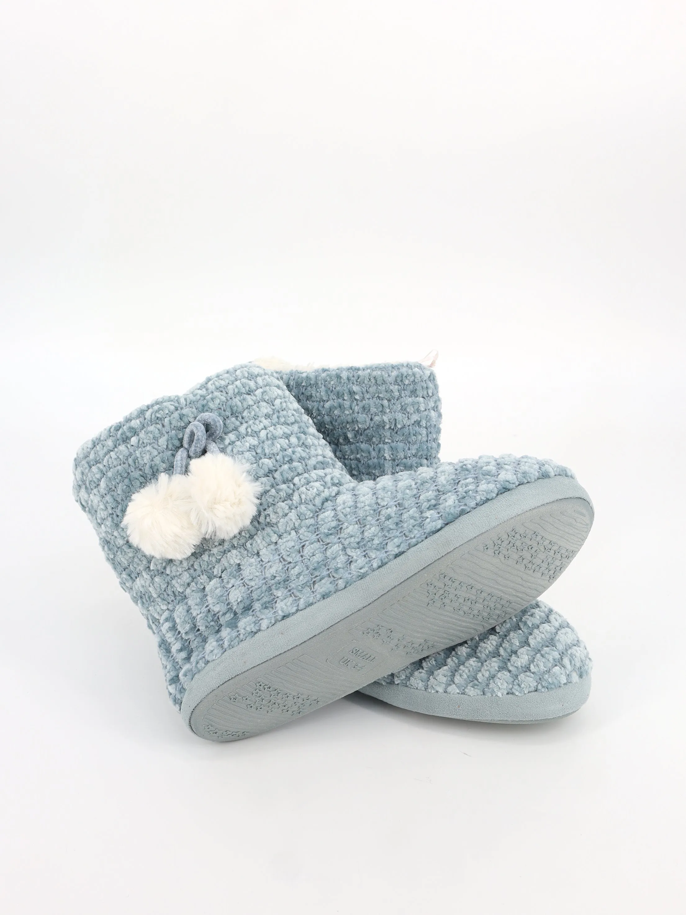 Fitory Slippers Women's Textured Faux Fur Slippers,Blue