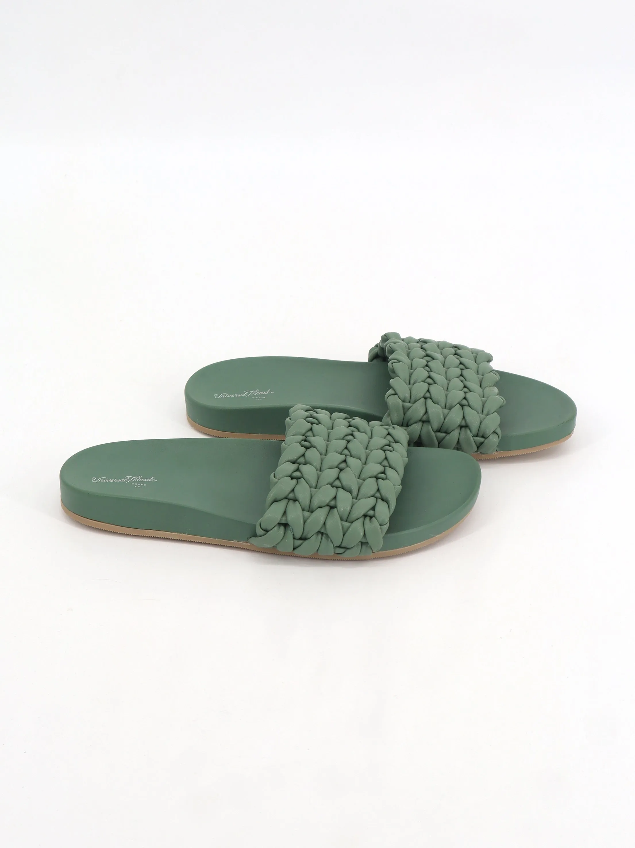 Women's Textured Slippers,Green Funny Xmas Slippers