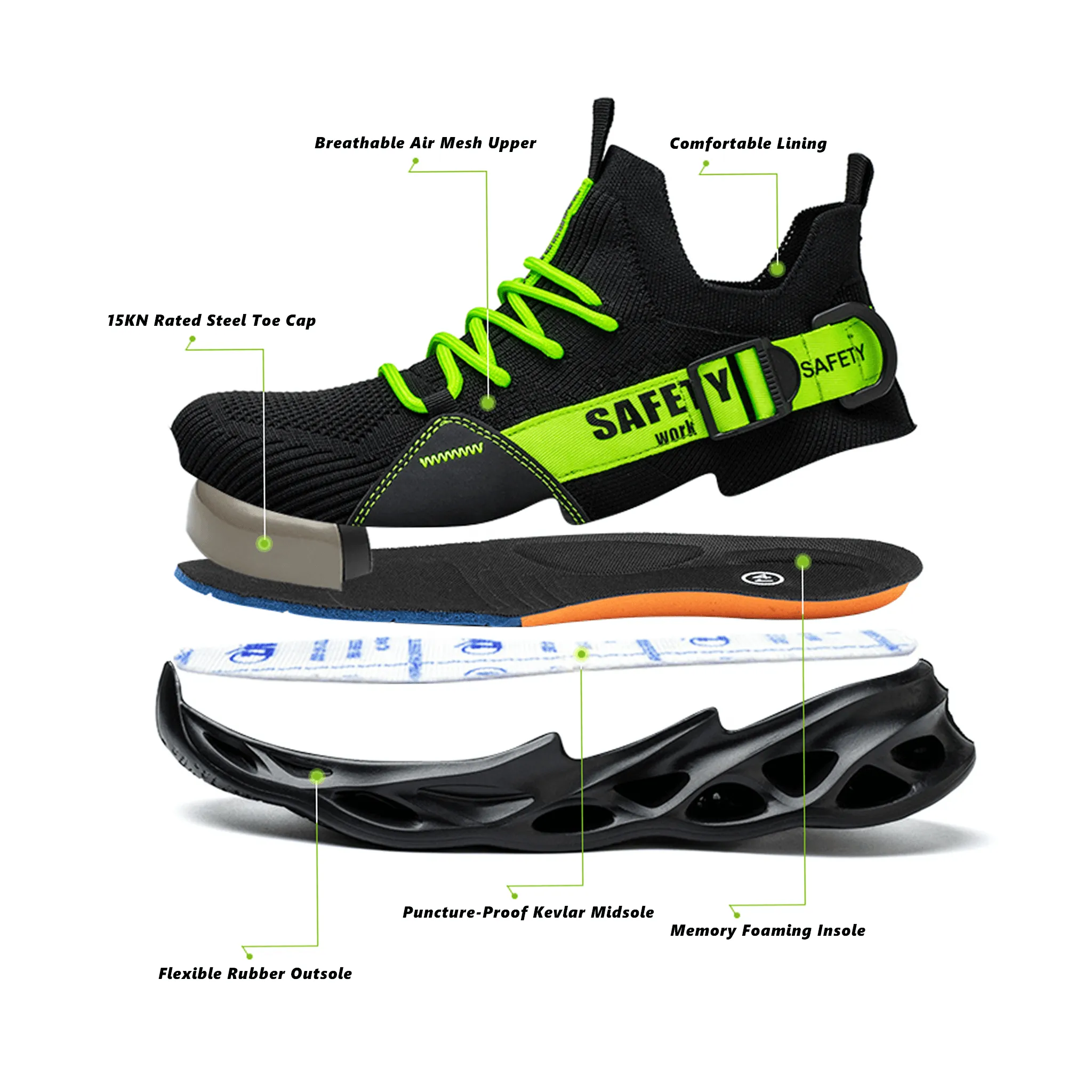 Women's Ultra-Light Steel Toe Sneaker - Rubber Sole | B282 Carpenter Work Boots