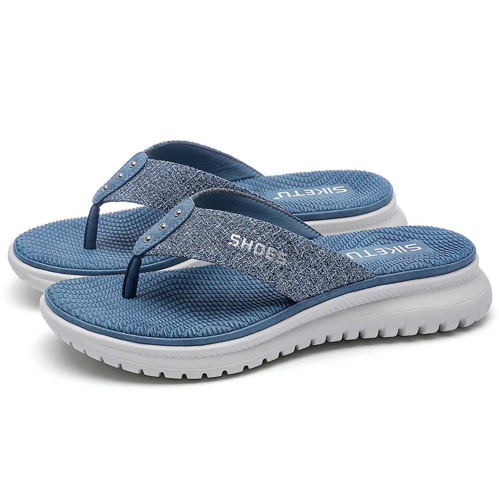 Unisa Flip Flops Women's Wedge Sandals Comfortable Thong Slippers Casual Summer Beach Sandals Sports for Summer Indoor Outdoor