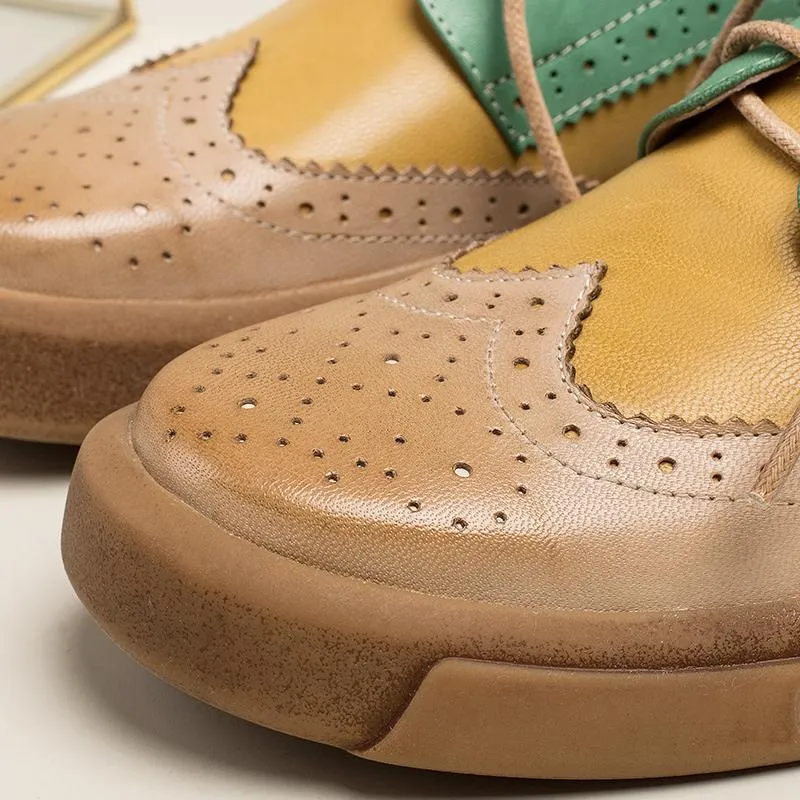 Womens Wingtip Shoes Handmade Sheepskin Full Brogues Oxfords & Tie Flats Elegant Oxfords Reviews