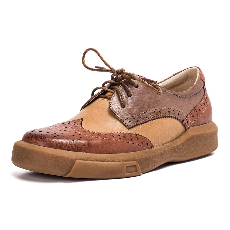 Oxfords No Socks Womens Wingtip Shoes Handmade Sheepskin Full Brogues Oxfords & Tie Flats Elegant