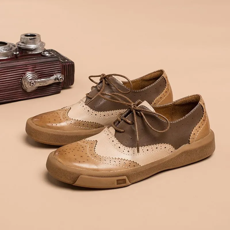 Womens Wingtip Shoes Handmade Sheepskin Full Brogues Oxfords & Tie Flats Muti Color Oxfords Skinny Jeans