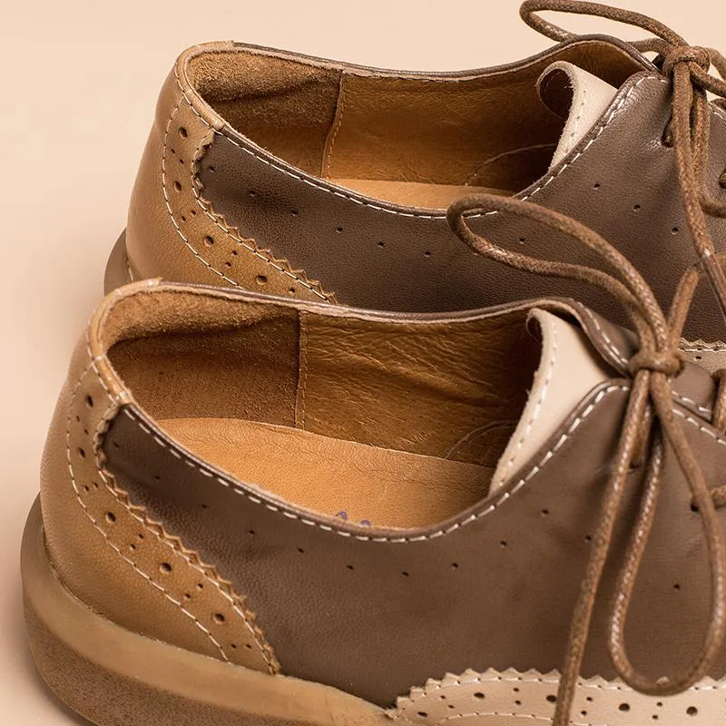 Loafers And Oxfords Womens Wingtip Shoes Handmade Sheepskin Full Brogues Oxfords & Tie Flats Muti Color