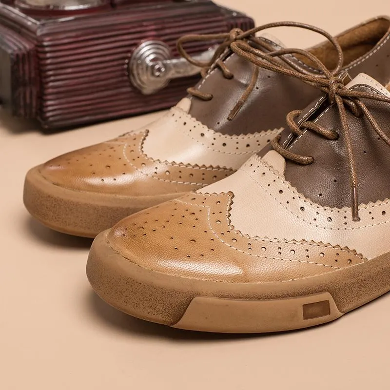 Womens Wingtip Shoes Handmade Sheepskin Full Brogues Oxfords & Tie Flats Muti Color Oxfords Reddit