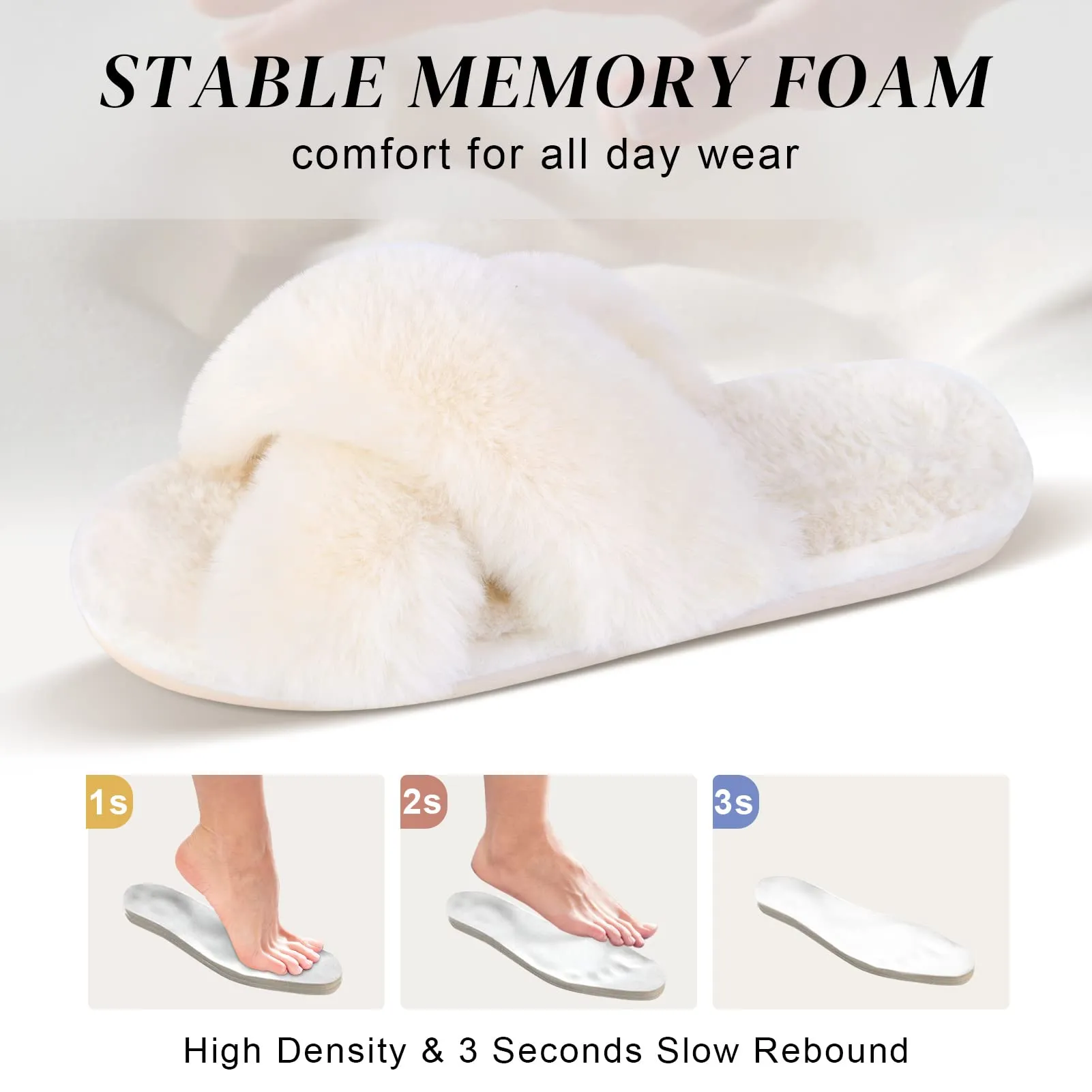 Slide Mat Parlovable Fuzzy Cross Band Slippers for Women