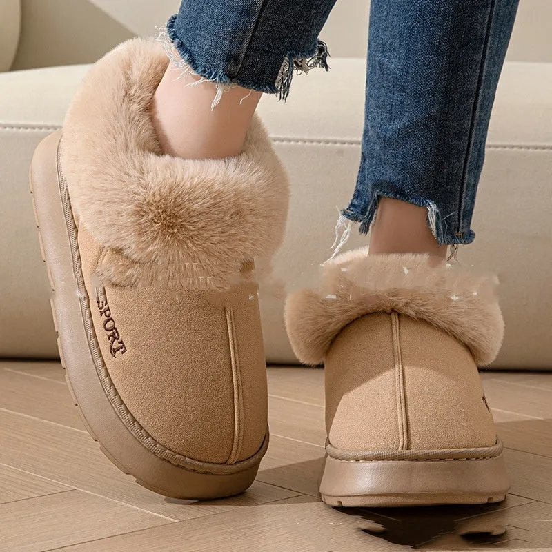 Women's Non-Slip Platform Slippers Shoes With Faux Fur Lining Camp Dreamer Slippers