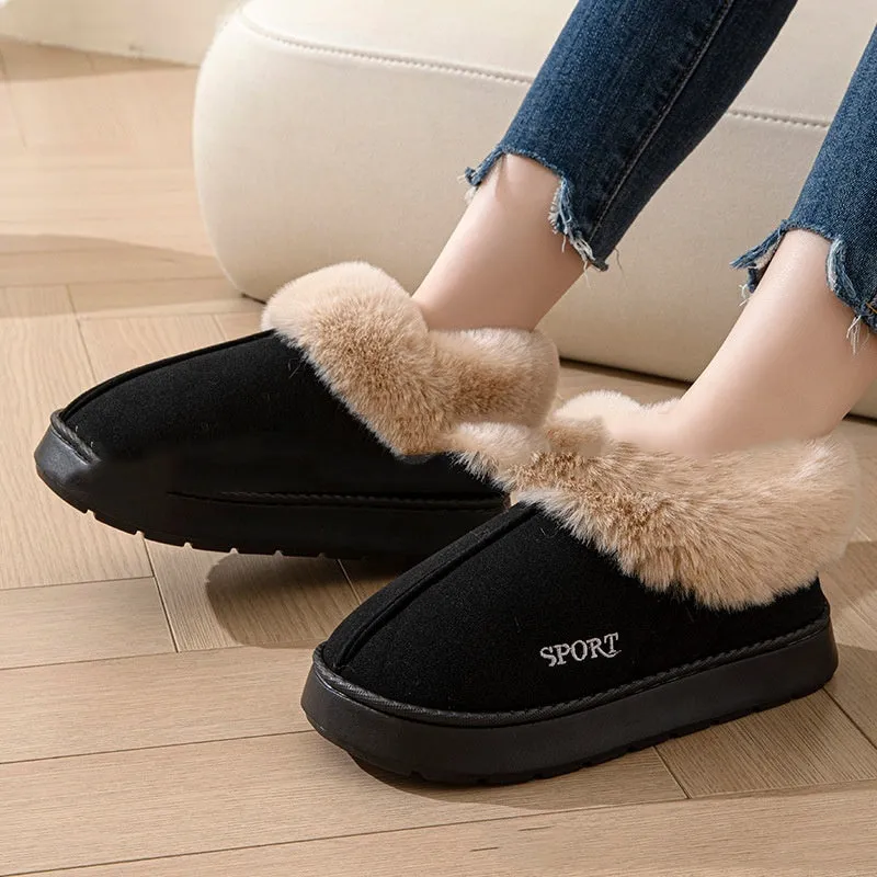 Women's Non-Slip Platform Slippers Shoes With Faux Fur Lining Looney Tunes Slippers