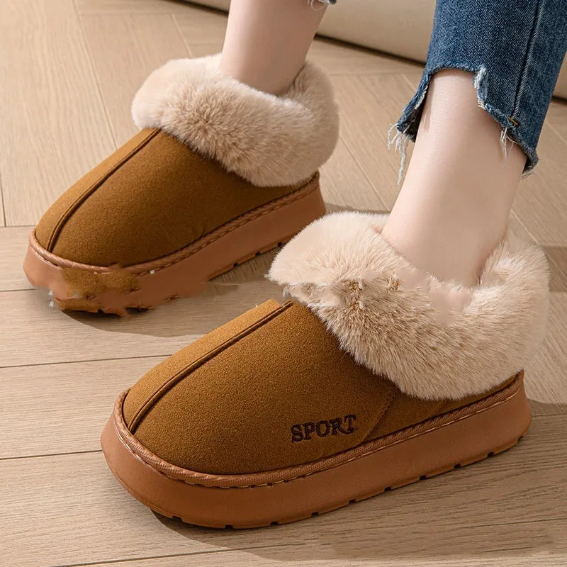 Women's Non-Slip Platform Slippers Shoes With Faux Fur Lining Air Uptempo Slides