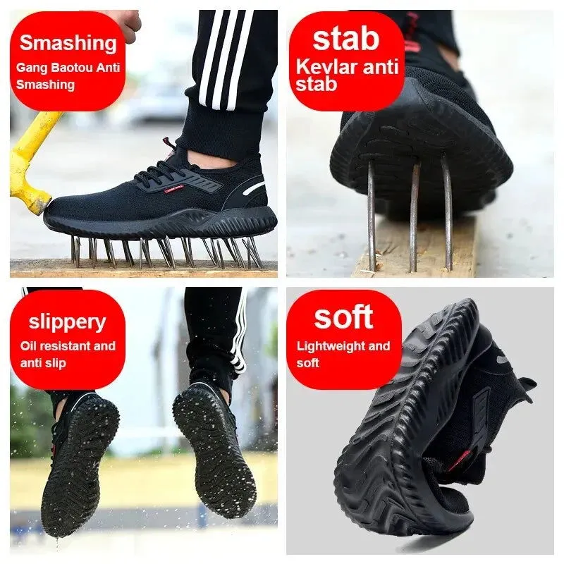 Work Boots Chelsea Work Sneakers Steel Toe Shoes Men Safety Shoes Puncture-Proof Work Shoes Boots Fashion Indestructible Footwear Security