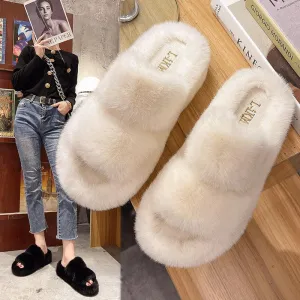 Water Flip Flops Women Wool Slippers