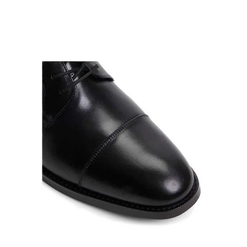 Wriggle Lace Ups - Black Soft Leather Flat Shoes