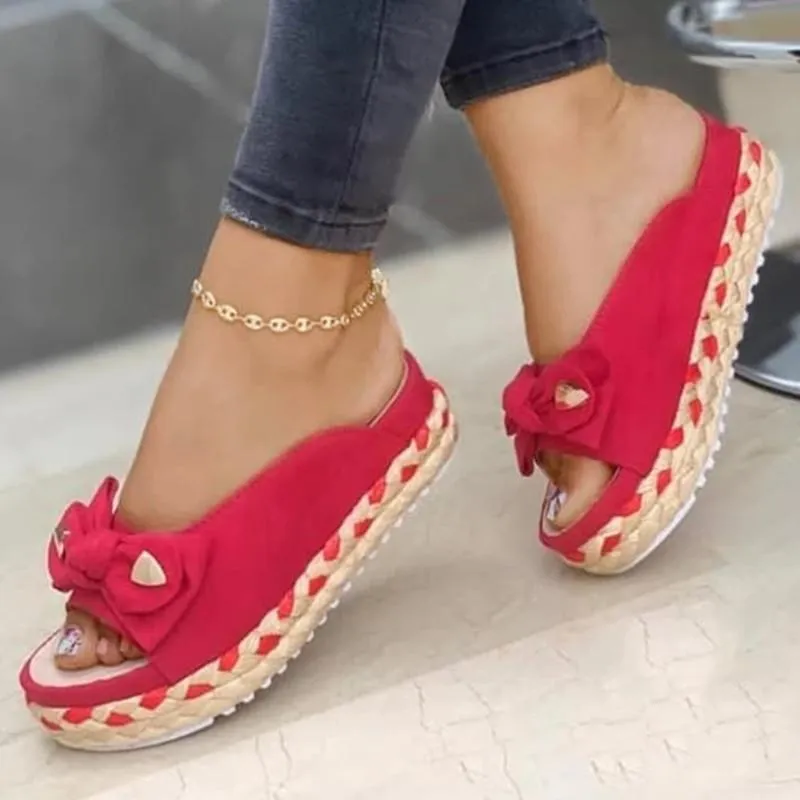 1960s Flip Flops xakxx New Women Sandals Platform Sandals Shoes Women Bow Summer Sandals Slipper Flip-Flops Beach Shoes Female Slippers Plus Size