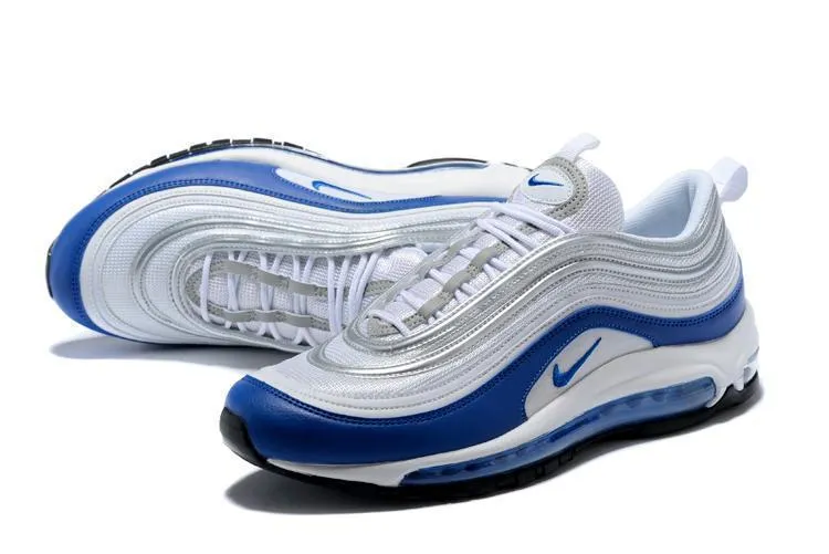 Nike Air Max 97 White Royal Silver Blue Shoes Sale Men Size US 7-11 Asics Court Ff 3 Novak Tennis Shoe