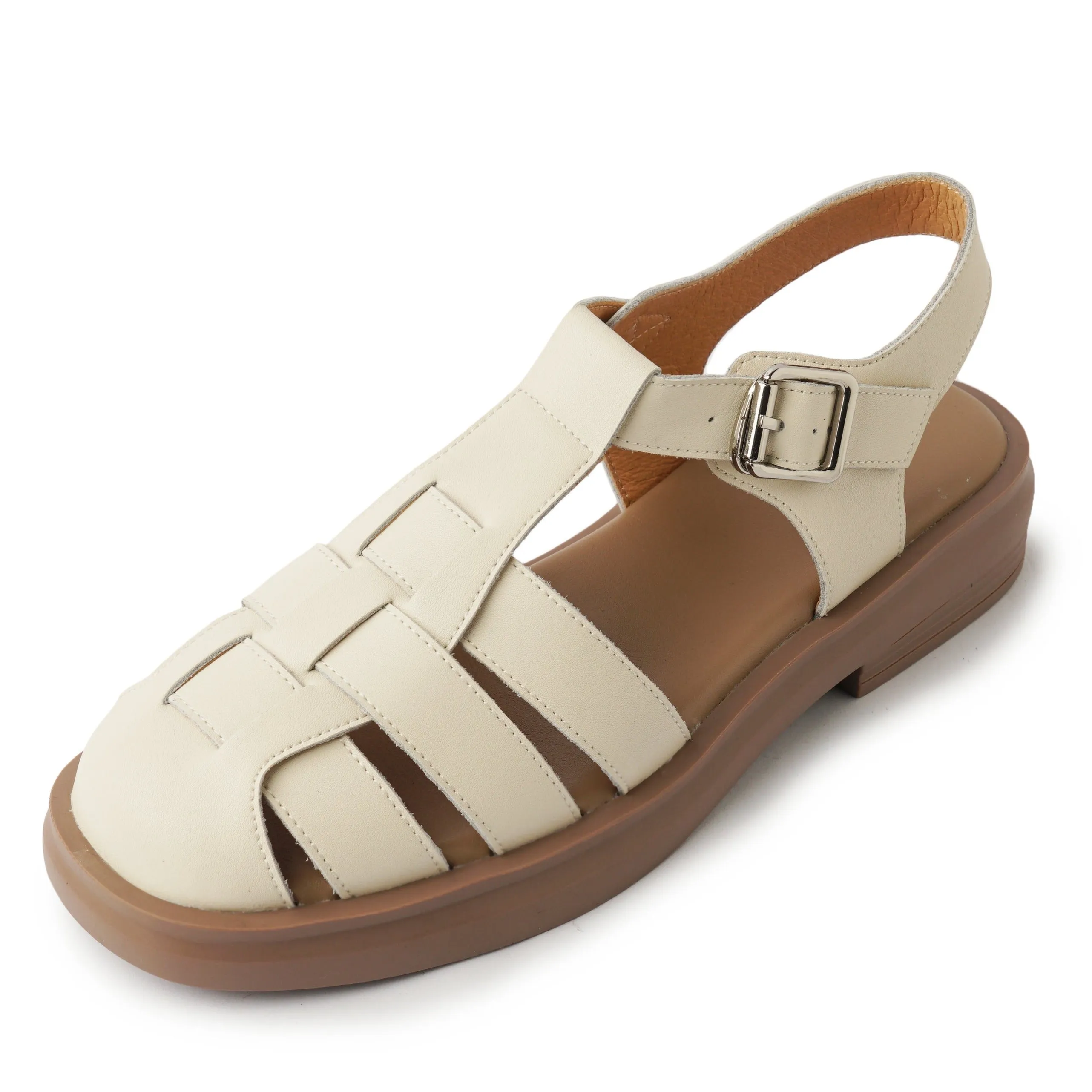 Womens Leather Fisherman Sandals Closed Toe Y2k Sandals