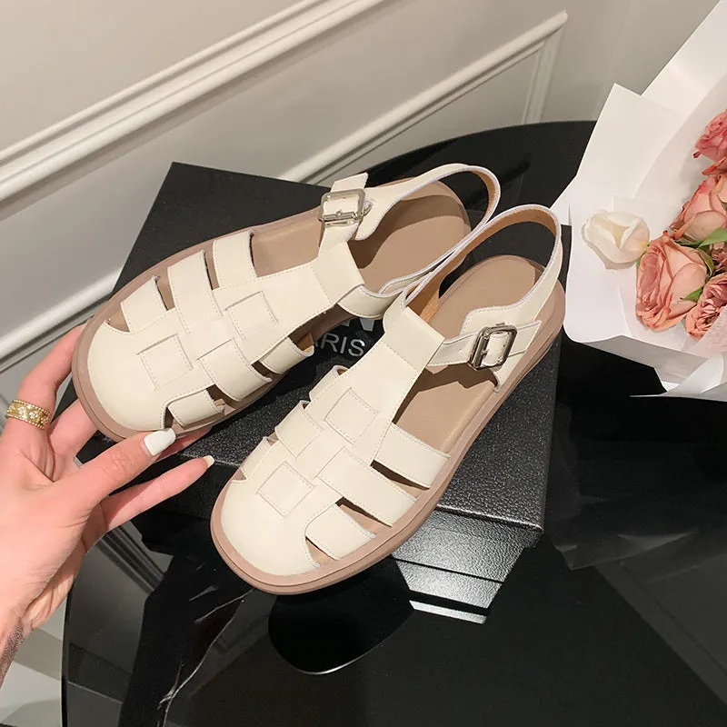 Sandals Toes Covered Womens Leather Fisherman Sandals Closed Toe