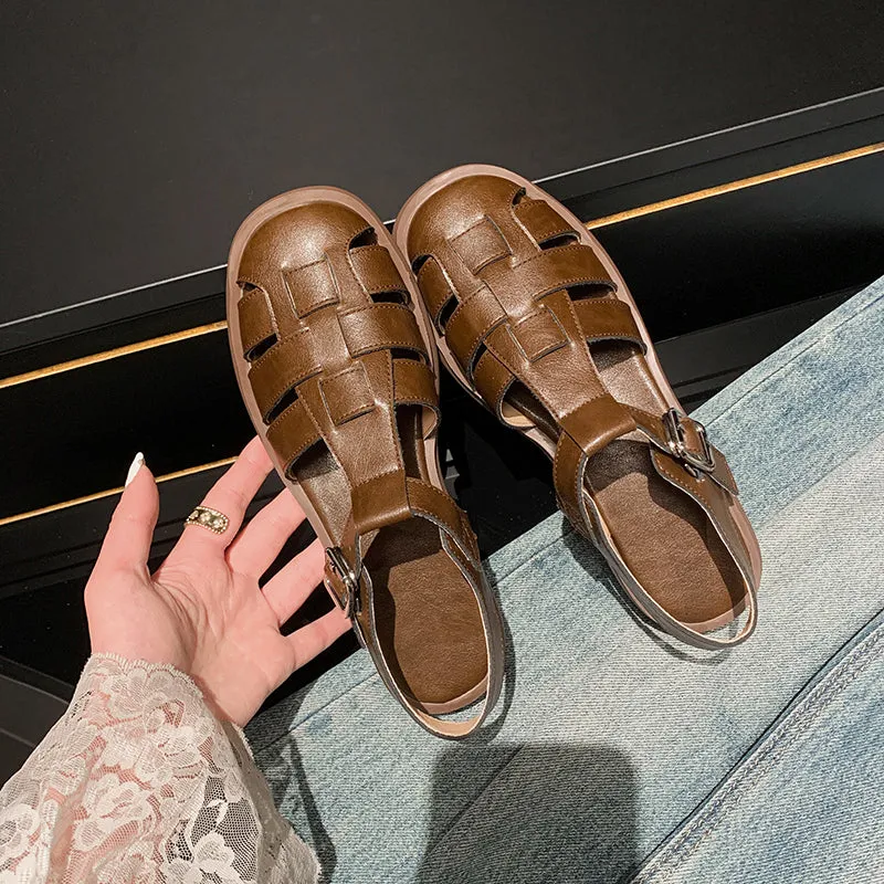 In Ocho Rios Jamaica Womens Leather Fisherman Sandals Closed Toe