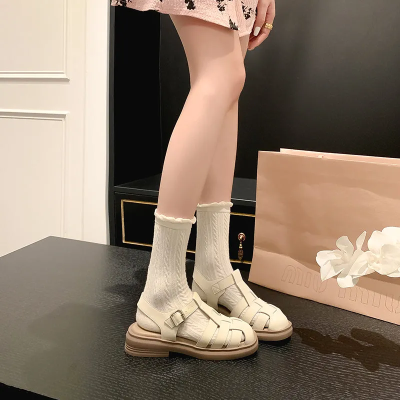 Womens Leather Fisherman Sandals Closed Toe Sandals Hotels Locations