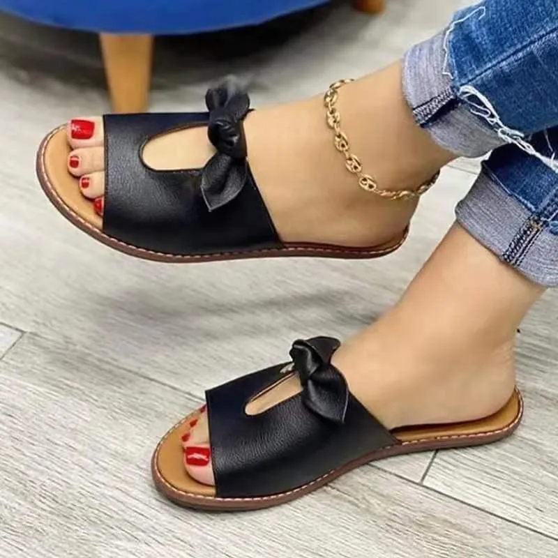 Jamaica Sandals South Coast Women bow peep toe summer flat slide sandals
