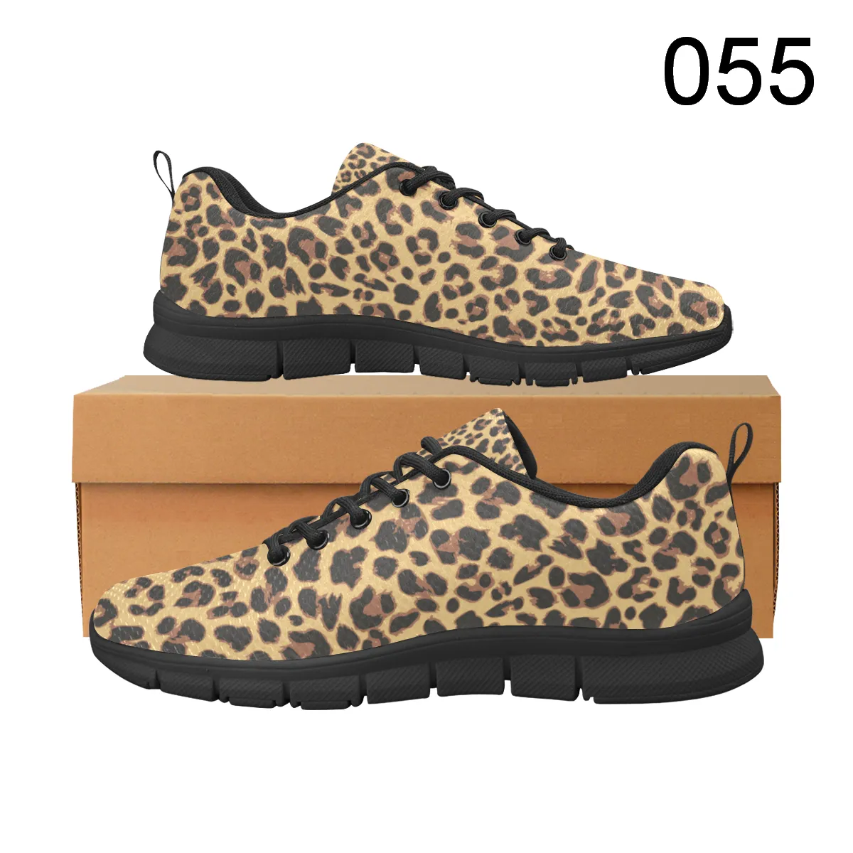 Dark Grey Sneakers Zenzzle graphic Leopard pattern print on Women's Breathable Running shoes Casual Lightweight Athletic Sneakers