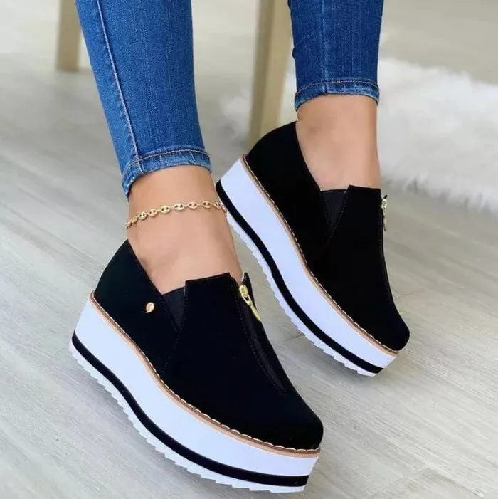 Loafers Tabi Zipper Flat Shoes Slip On Platform Loafers Women