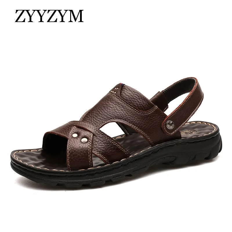 ZYYZYM Men Sandals 2019 Summer Pu Leather Fashion Classics Casual Men Slipper Sandals Non-slip Men Summer Shoes Plus Size 38-48 Sandals Newest Resort